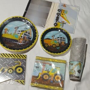 Construction Theme Party Supplies Set - Yellow and Black